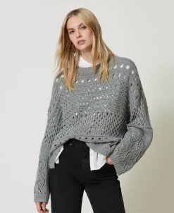 Pull En Laine Mélangée Avec Sequins