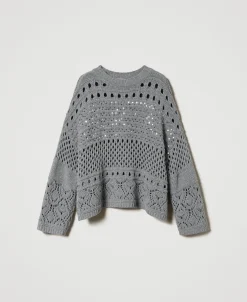 Pull En Laine Mélangée Avec Sequins