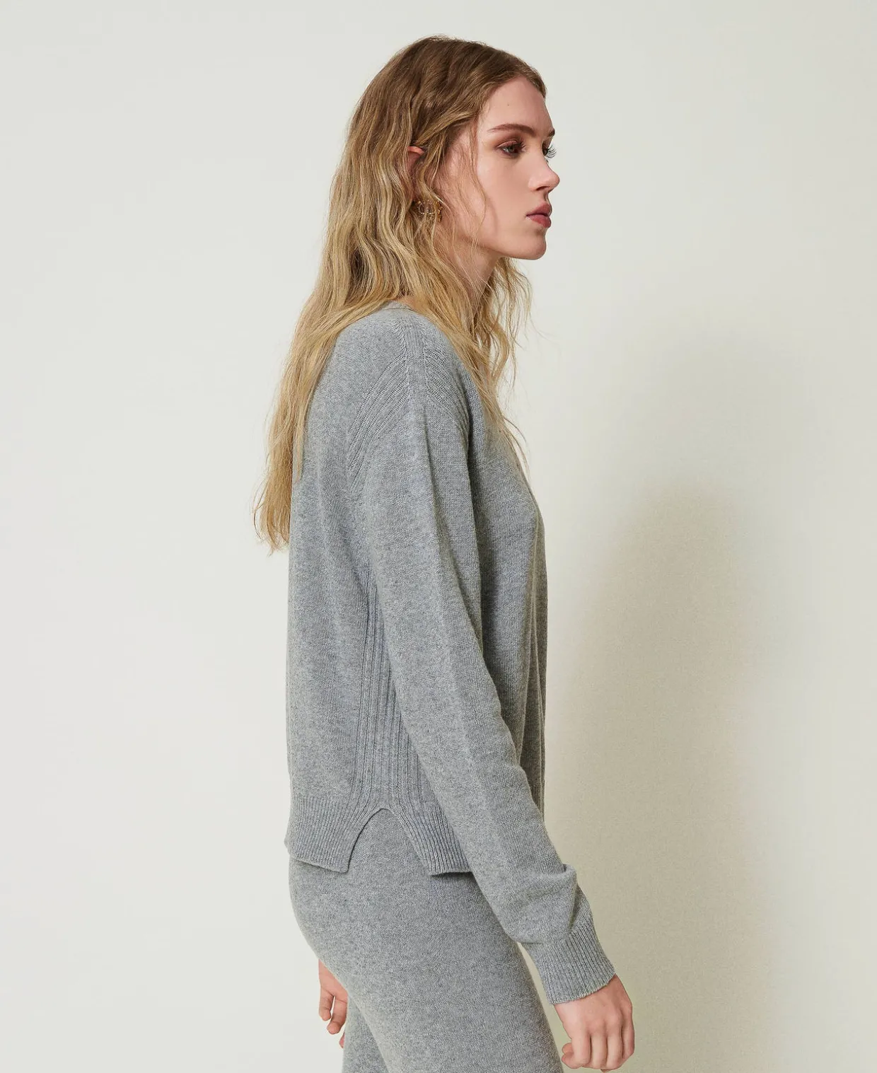 Pull En Laine Mélangée Avec Logo Brodé