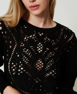 Pull En Laine Mélangée Avec Crochet