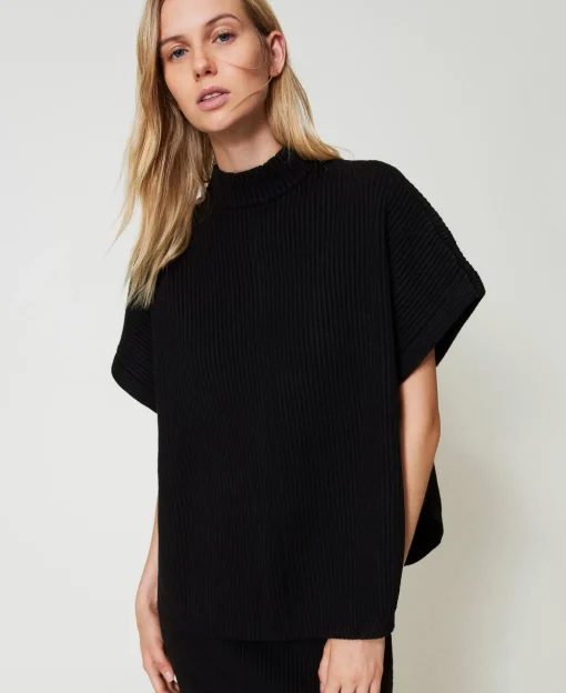 Pull Poncho Côtelé