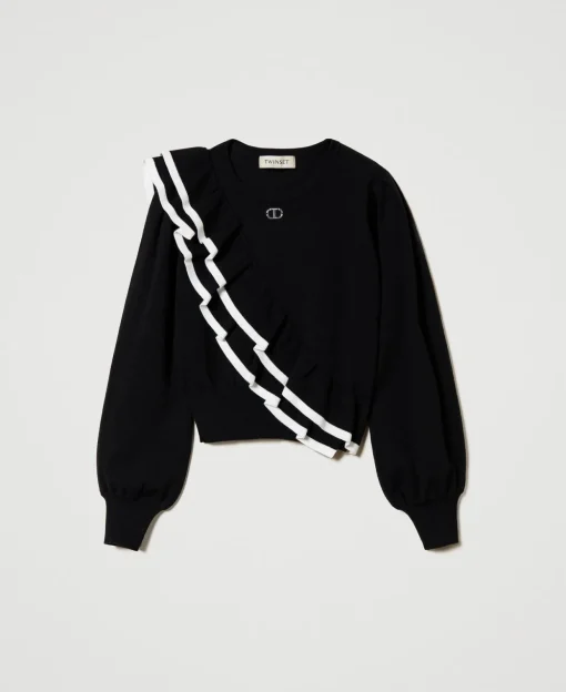 Pull Regular Avec Double Volant