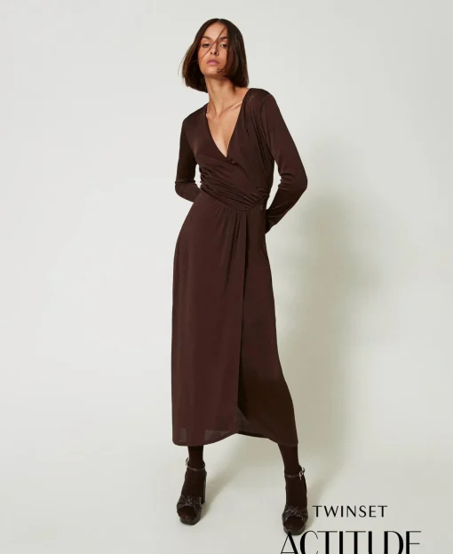 Robe Longue En Jersey Avec Drapé Latéral