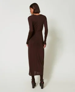 Robe Longue En Jersey Avec Drapé Latéral