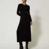 Robe Longue En Maille Côtelée Avec Ouverture