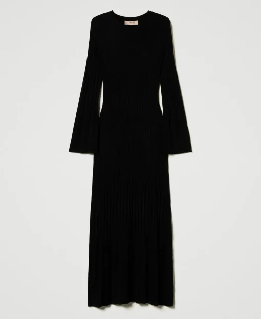 Robe Longue En Maille Côtelée Avec Ouverture