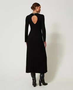 Robe Longue En Maille Côtelée Avec Ouverture