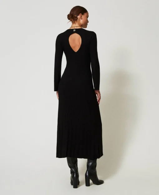 Robe Longue En Maille Côtelée Avec Ouverture
