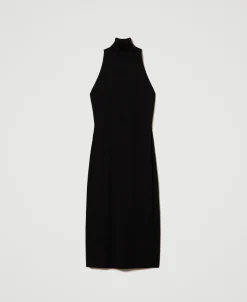 Robe Midi En Maille Avec Encolure Américaine