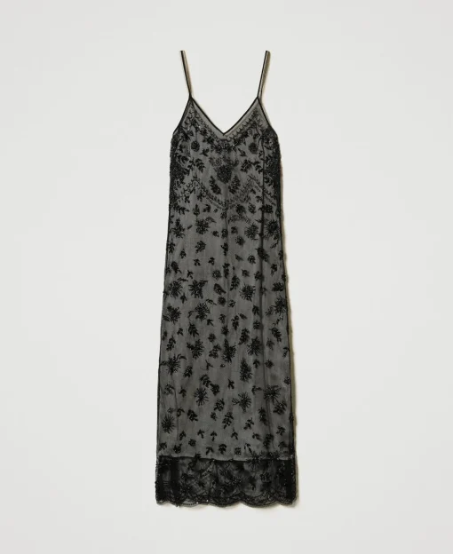 Robe Midi En Tulle Avec Broderie Réalisée à La Main
