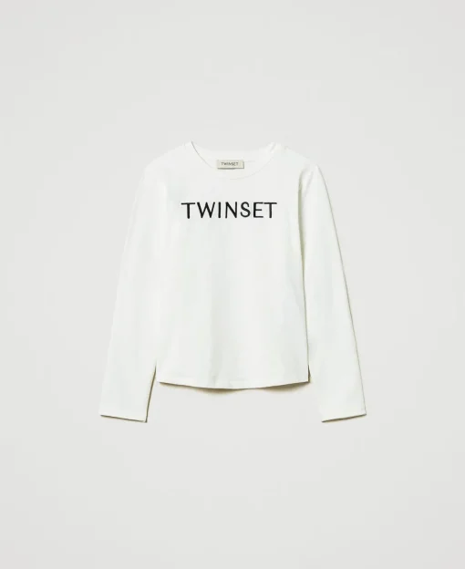 T-shirt Cropped Avec Logo Brodé