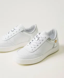 Baskets En Cuir Avec Insertions Lamées
