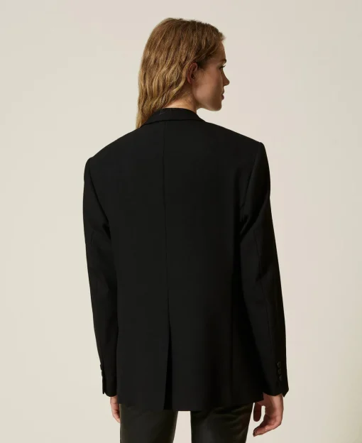 Blazer Couture En Sergé De Laine Mélangée
