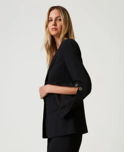 Blazer En Crêpe Cady Avec Boutons De Manchette