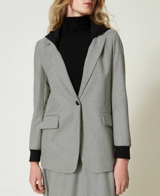 Blazer En Pied-de-poule Avec Capuche