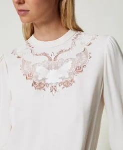 Blouse En Crêpe Avec Broderie Florale