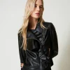 Blouson Perfecto Effet Cuir Avec Volant