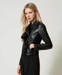 Blouson Perfecto Effet Cuir Avec Volant