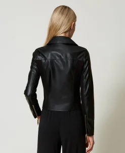 Blouson Perfecto Effet Cuir Avec Volant