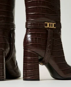 Bottes à Talons Avec Imprimé Croco
