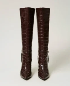 Bottes à Talons Avec Imprimé Croco