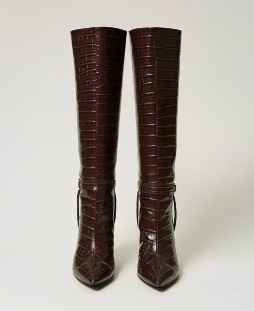 Bottes à Talons Avec Imprimé Croco