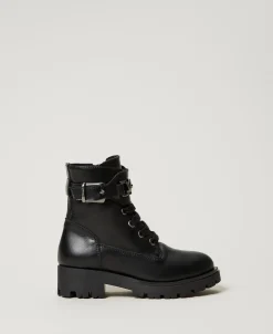 Bottines Motardes Enfant En Cuir Avec Bride