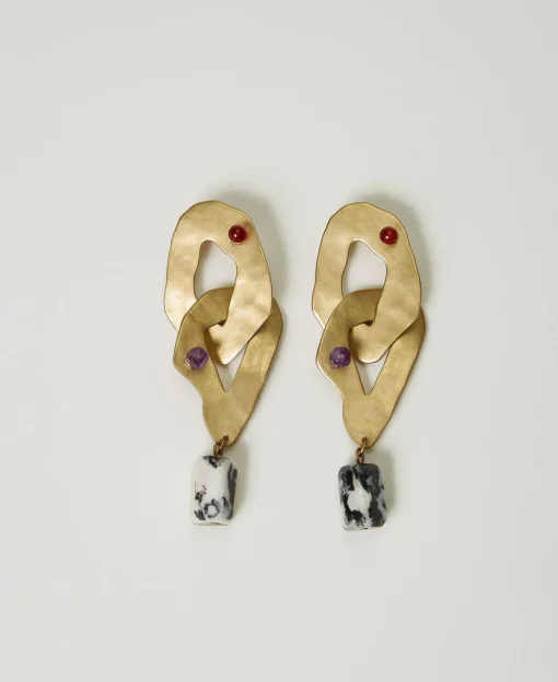 Boucle D’oreille En Chaîne Métallique Avec Pierres