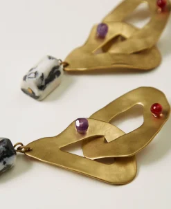 Boucle D’oreille En Chaîne Métallique Avec Pierres