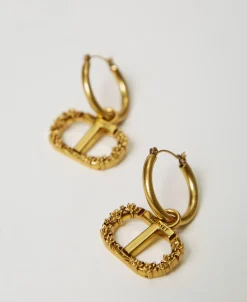 Boucles D’oreilles En Anneau Avec Oval T Floral