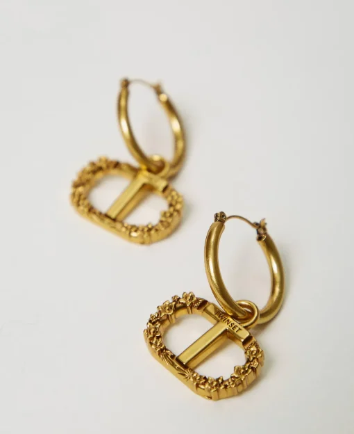 Boucles D’oreilles En Anneau Avec Oval T Floral