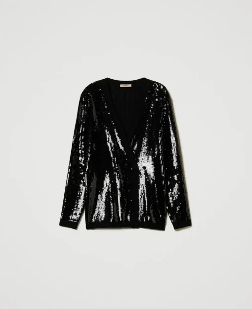 Cardigan Croisé Avec Sequins All-over