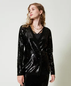 Cardigan Croisé Avec Sequins All-over