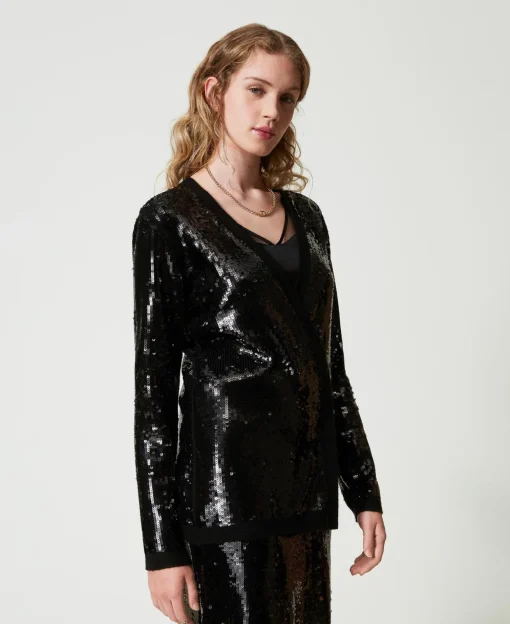 Cardigan Croisé Avec Sequins All-over