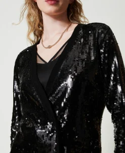 Cardigan Croisé Avec Sequins All-over