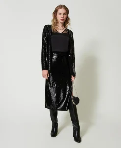 Cardigan Croisé Avec Sequins All-over
