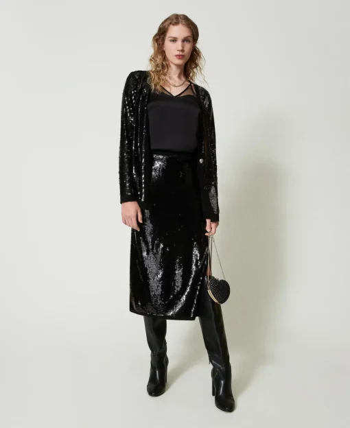Cardigan Croisé Avec Sequins All-over
