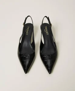 Escarpins Slingbacks Avec Imprimé Croco