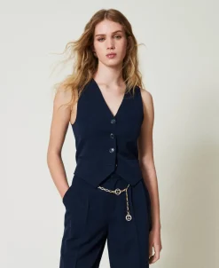 Gilet Ajusté Rayé Avec Lurex