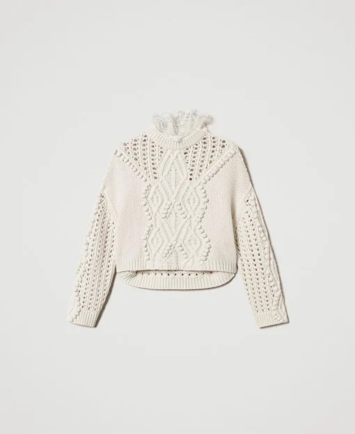 Maille En Laine Mélangée Avec Mélange De Points
