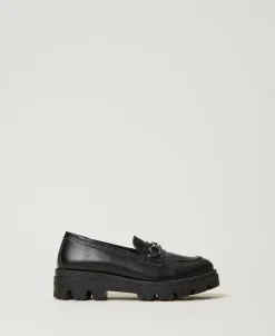 Mocassins En Cuir Avec Oval T