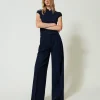 Pantalon Ample Rayé Avec Lurex