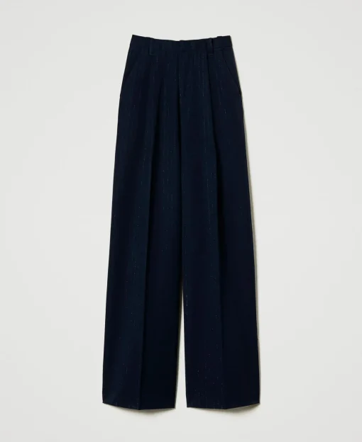 Pantalon Ample Rayé Avec Lurex