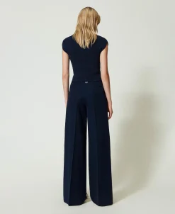 Pantalon Ample Rayé Avec Lurex