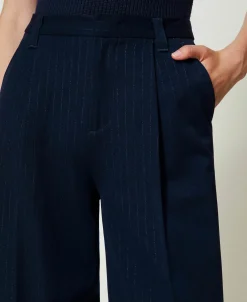 Pantalon Ample Rayé Avec Lurex