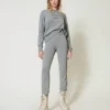 Pantalon De Jogging En Maille De Laine Mélangée Avec Logo Brodé