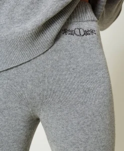 Pantalon De Jogging En Maille De Laine Mélangée Avec Logo Brodé