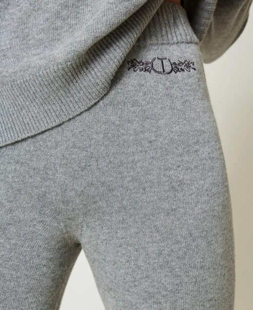 Pantalon De Jogging En Maille De Laine Mélangée Avec Logo Brodé