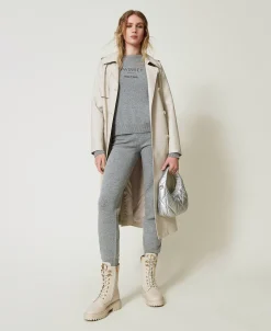 Pantalon De Jogging En Maille De Laine Mélangée Avec Logo Brodé