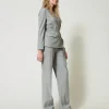 Pantalon En Laine Mélangée Avec Pli